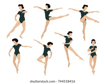 Stock illustration. People in retro style pop art and vintage advertising. Set of ballet dancers.