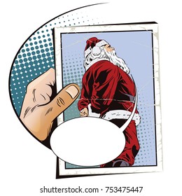 Stock illustration. People in retro style. Happy santa.