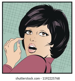 Stock illustration. Portrait of a surprised girl.