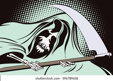 Stock illustration in retro style pop art and vintage advertising. Grim Reaper.