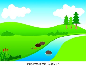 Stock illustration of river view