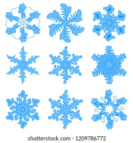 Stock Illustration Set of Snowflakes on a White Background