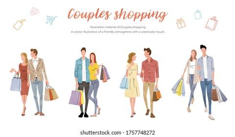 Stock Illustration: shopping, couples shopping