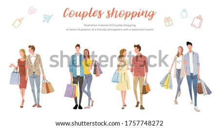 Stock Illustration: shopping, couples shopping