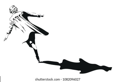 Stock illustration. Silhouette of running woman.