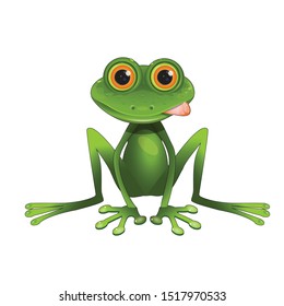 Stock Illustration Sitting Frog on a White Background