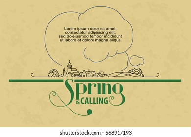 Stock illustration. Spring is calling. Abstract miniature landscape