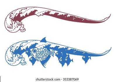 Stock illustration. Template for design tattoo or fish restaurant menu