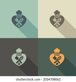 Plantilla de Ilustración de stock Un chef sencillo y único y un logotipo de un restaurante de corazón