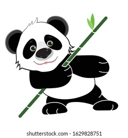 Stock Illustration Terrible Cute Cartoon Panda on a White Background