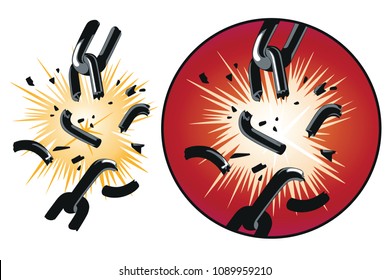 Stock illustration. Vector broken chain.