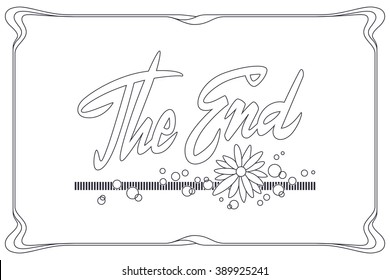 Stock illustration. Vector ornamental movie ending typography "The End".