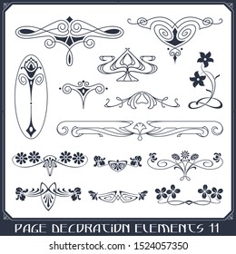 Stock illustration. Vector set of calligraphic design elements and page decor.