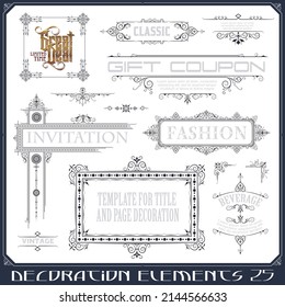 Ilustración bursátil. Conjunto vectorial de elementos de diseño caligráfico y decoración de página.