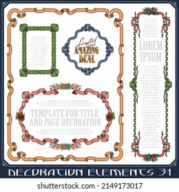Ilustración bursátil. Conjunto vectorial de elementos de diseño caligráfico y decoración de página.
