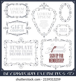 Stock illustration. Vector set of calligraphic design elements and page decor.