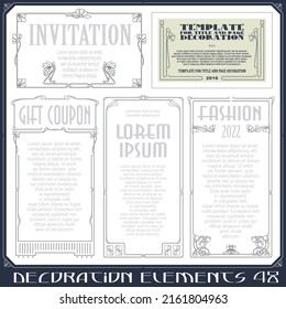 Ilustración bursátil. Conjunto vectorial de elementos de diseño caligráfico y decoración de página.