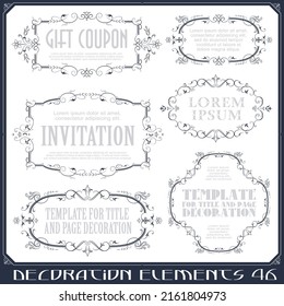 Ilustración bursátil. Conjunto vectorial de elementos de diseño caligráfico y decoración de página.