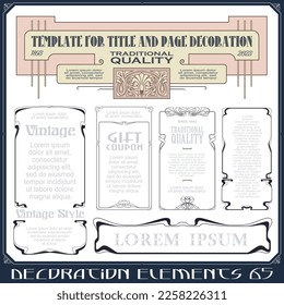 Ilustración bursátil. Conjunto vectorial de elementos de diseño caligráfico y decoración de página.