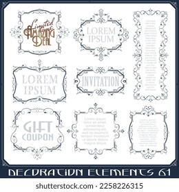 Stock illustration. Vector set of calligraphic design elements and page decor.