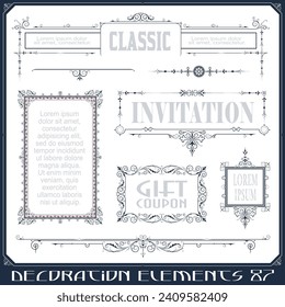 Stock illustration. Vector set of calligraphic design elements and page decor.