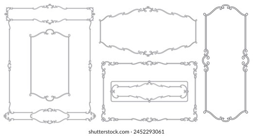 Bestandsimulation. Vektorgrafiken-Set von kalligrafischen Design-Elementen und Seitendekor.