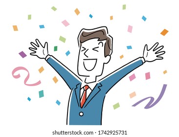 Stock illustration: very pleased businessman