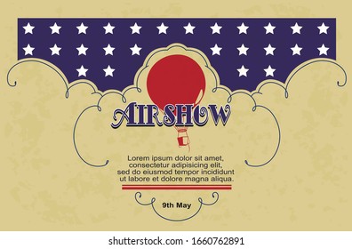 Stock Illustration. Vintage Airshow concept design card.