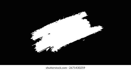 Imagen de stock de pinceladas creativas sobre fondo negro. pincel blanco Stock sobre fondo aislado. Pincelada Abstractas blanca y negra sobre fondo blanco con pintura al óleo colorida.