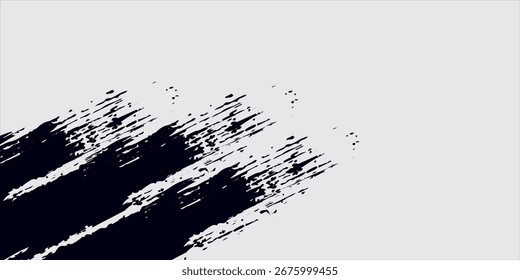 Imagen de stock de pinceladas creativas sobre fondo blanco. Cepillo negro Stock sobre fondo aislado. Abstractas trazo de pincel negro sobre fondo blanco con pintura al óleo de colores.