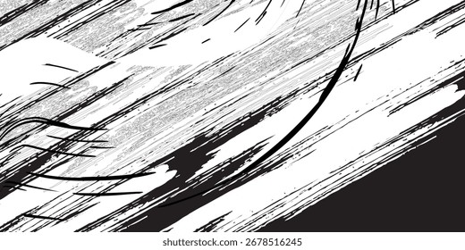 Imagen de stock de pinceladas creativas sobre fondo blanco.  Cepillo negro Stock sobre fondo aislado. e 
