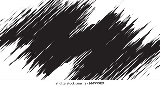Imagen de stock de pinceladas creativas sobre fondo blanco.  Cepillo negro Stock sobre fondo aislado. Abstractas trazo de pincel negro sobre fondo blanco con pintura al óleo de colores.

