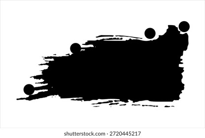 Imagen de stock de pinceladas creativas sobre fondo blanco.  Cepillo negro Stock sobre fondo aislado. Abstractas trazo de pincel negro sobre fondo blanco con pintura al óleo de colores.
