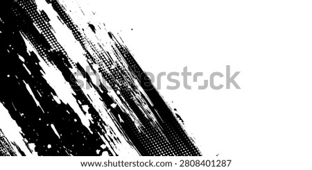 Stock image of creative brush strokes on white background.  Black brush Stock on isolated background. Abstract black brush stroke on white background with colorful oil paint.

