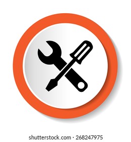 Stock image - vector round orange icon with Tools