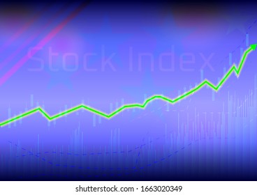 Stock Index Diagramm Balken Blau Hintergrund Vektorillustration. Wirtschaftsdiagramm mit Kerzendiagrammen am Aktienmarkt, für Geschäfts- und Finanzkonzepte und Berichte.
