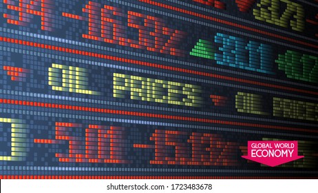 Stock indices of stock exchanges. Digital Forex Trading Indicators. Electronic scoreboard. Graphic concept for presentations on the topic of finance. Investments and the global economic crisis. Vector