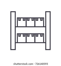 stock, industrial warehouse  vector line icon, sign, illustration on background, editable strokes