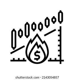 vector de icono de línea de inflación de acciones. signo de inflación bursátil. símbolo de contorno aislado ilustración negra