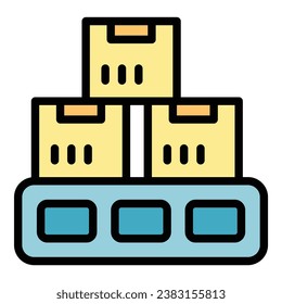 Stock inventory icon outline vector. Digital control. Management system color flat