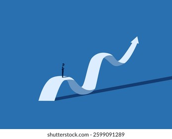 Stock investment, businessman decide on volatility graph and grow