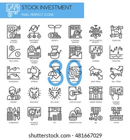 Stock Investment , Thin Line and Pixel Perfect Icons