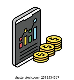Stock isometric outline 3d mini illustration icon, use for modern concept, UI or UX kit, web and app development. related to business, finance, economy.