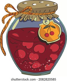 stock in a jar of cherry jam