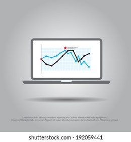 stock in laptop vector icon