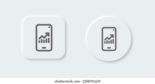 Stock line icon in neomorphic design style. Growth signs vector illustration.