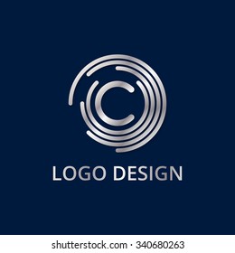 Stock logo letter c of silver. Vector illustration.