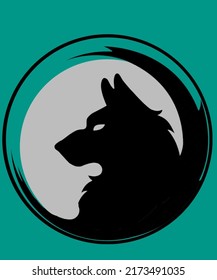 Stock Logo Vintage Wolf on a tosca background