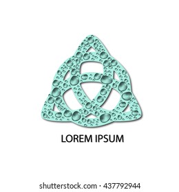 Stock mandala, triangle with drops of water for company logo. Vector illustration