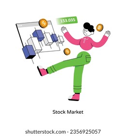 Vector de concepto abstracto del mercado bursátil en una ilustración bursátil de estilo plano